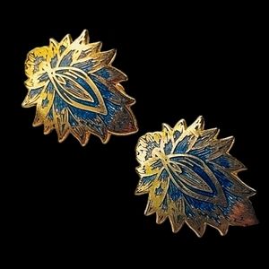 Vintage MMA Cloisonne Gold and Blue Enamel Earrings